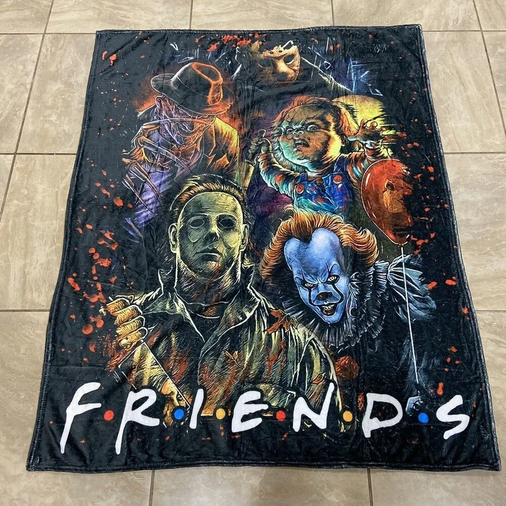 Horror Movie Characters Fleece Blanket, Halloween Blanket, Scary Friends 40x50 - Picture 2 of 4